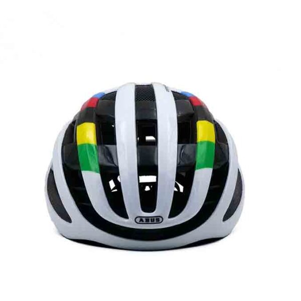 abus airbreaker cycling helmet black white front view