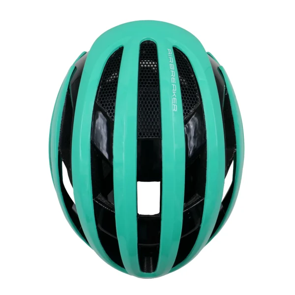 abus airbreaker cycling helmet turquoise blue top view