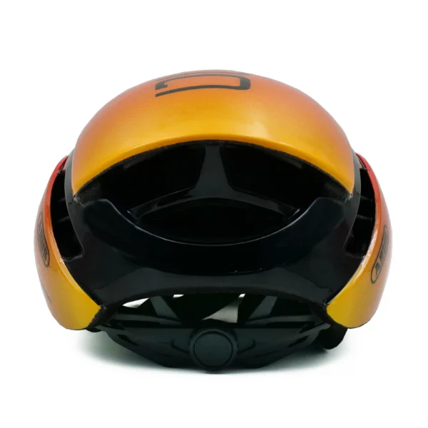 abus gamechanger cycling helmet-red and orange back view