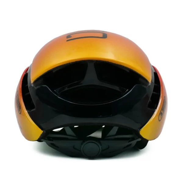 abus gamechanger cycling helmet-red and orange back view