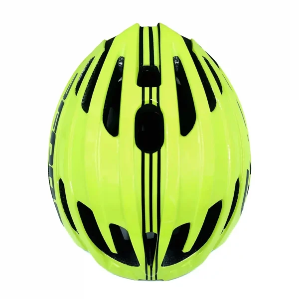 Bepositive Guardian 5.1 lime green cycling helmets top side view