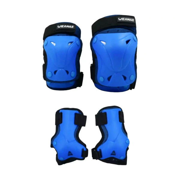 Weanas Skating Helmet & Protective Gear Set blue knee guard and e bow guard