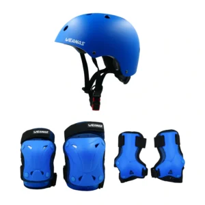 Weanas Skating Helmet & Protective Gear Set blue full view