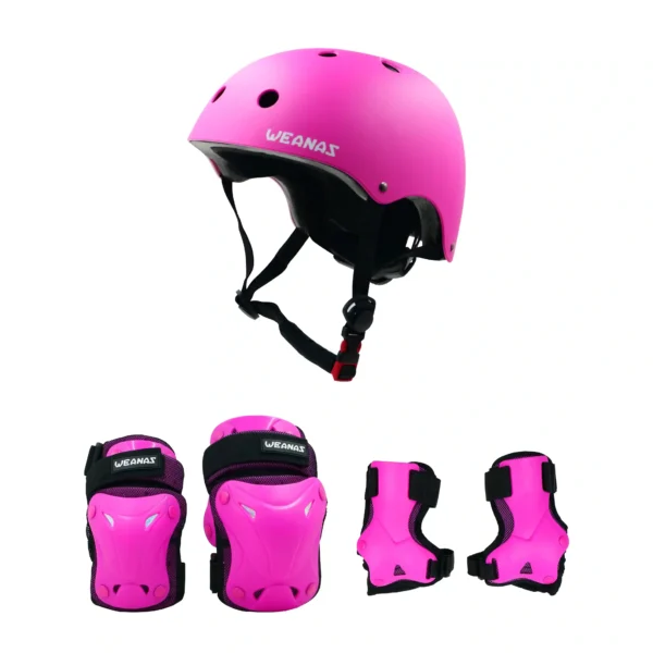 Weanas Skating Helmet & Protective Gear Set pink helmet and guard